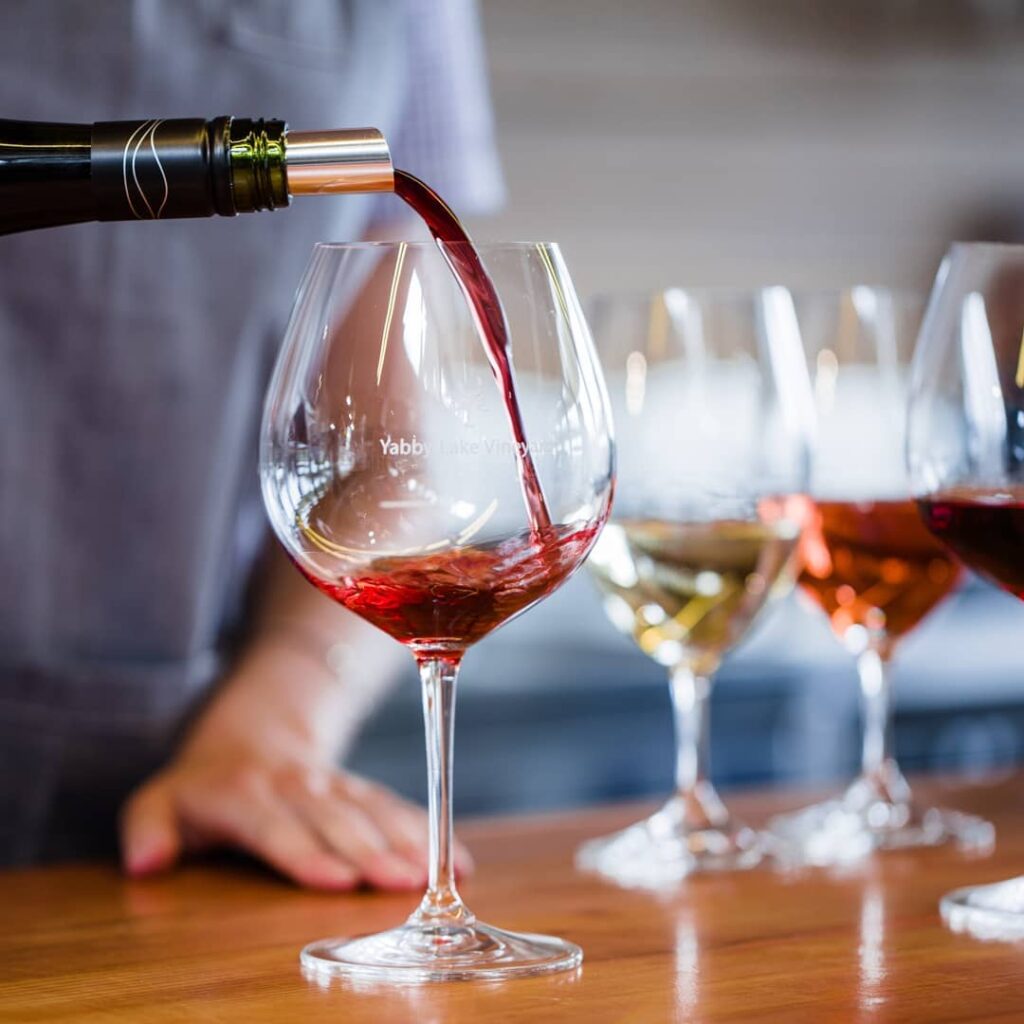 Wine Pouring To Wine Glass At Yabby Lake