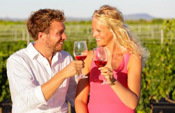 Couple Tasting Wine In Vineyard On Their Private Couples Yarra Valley Winery Tour