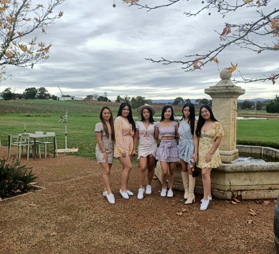 5 girls at vineyard during tours of Yarra valley wine