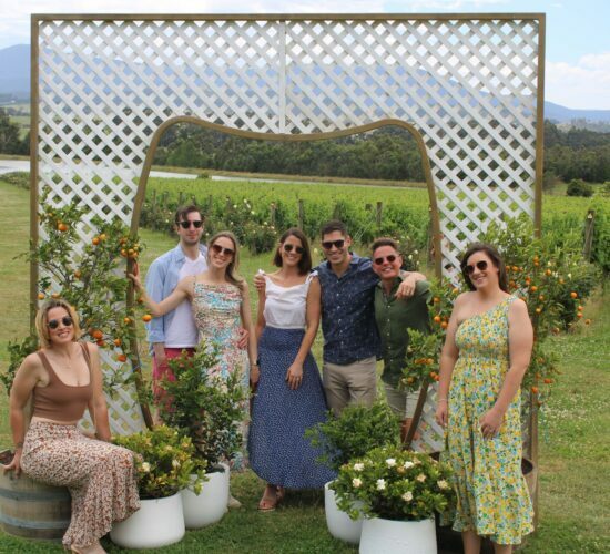 Melbourne wine lovers at the vineyard