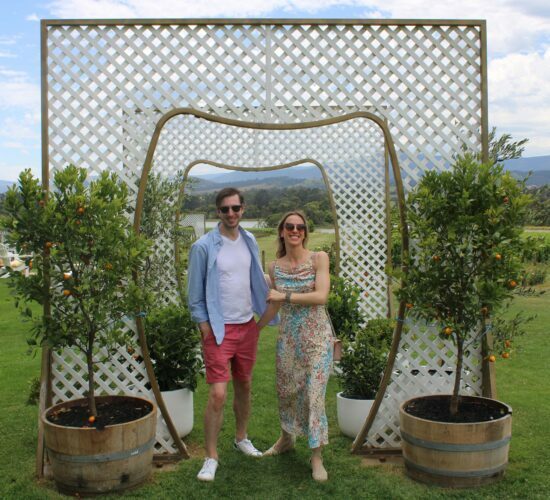 Couple At A Beautiful Vineyard On Their Private Winery Tours Mornington Peninsula