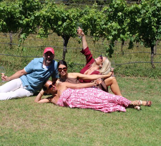 Visitors enjoy in vineyard
